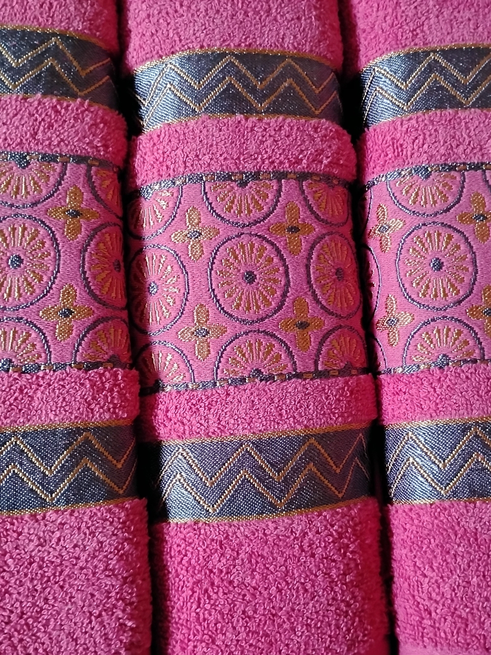 Embroidered Hot Pink Decorative Bath Towel - Unbranded